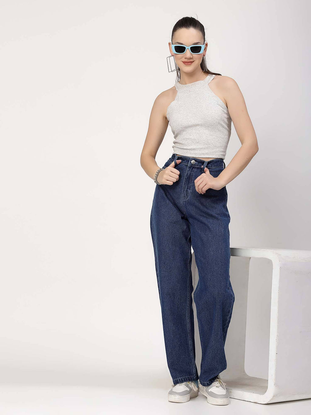 Hight Rise Straight Fit Blue Jeans | ST23 - view 6