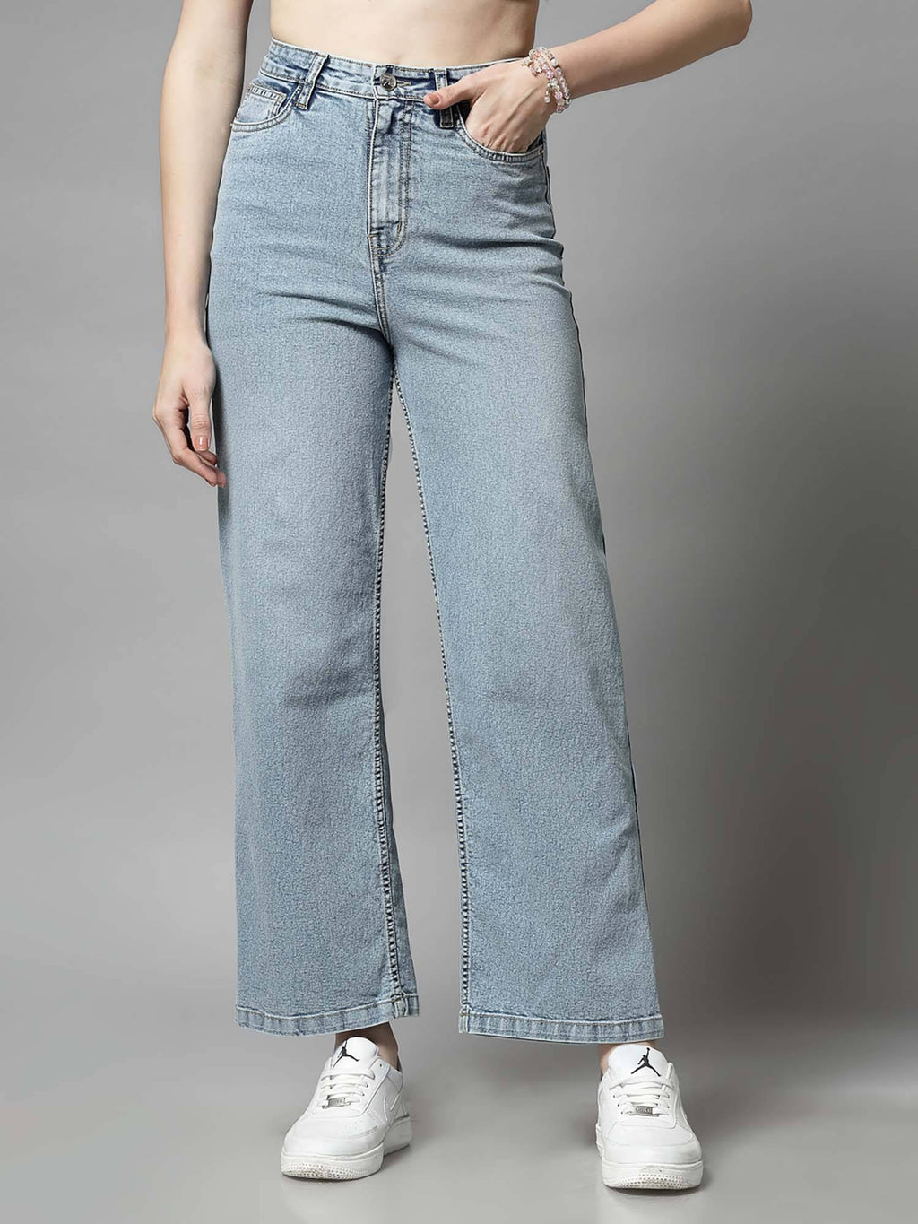 High Rise Wide Leg Blue Jeans | WL90 - view 1