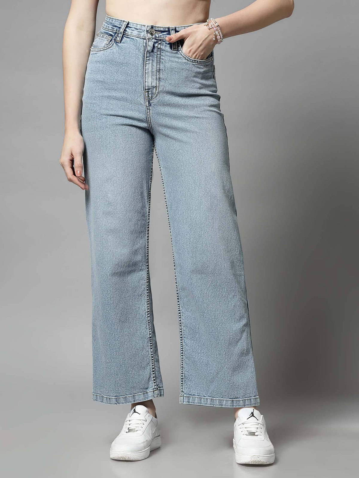 High Rise Wide Leg Blue Jeans | WL90 - view 1