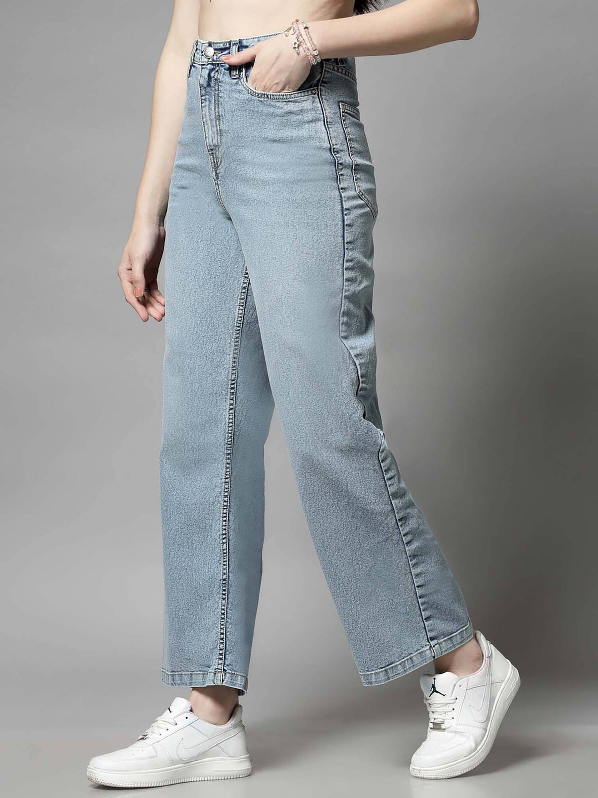 High Rise Wide Leg Blue Jeans | WL90 - view 3