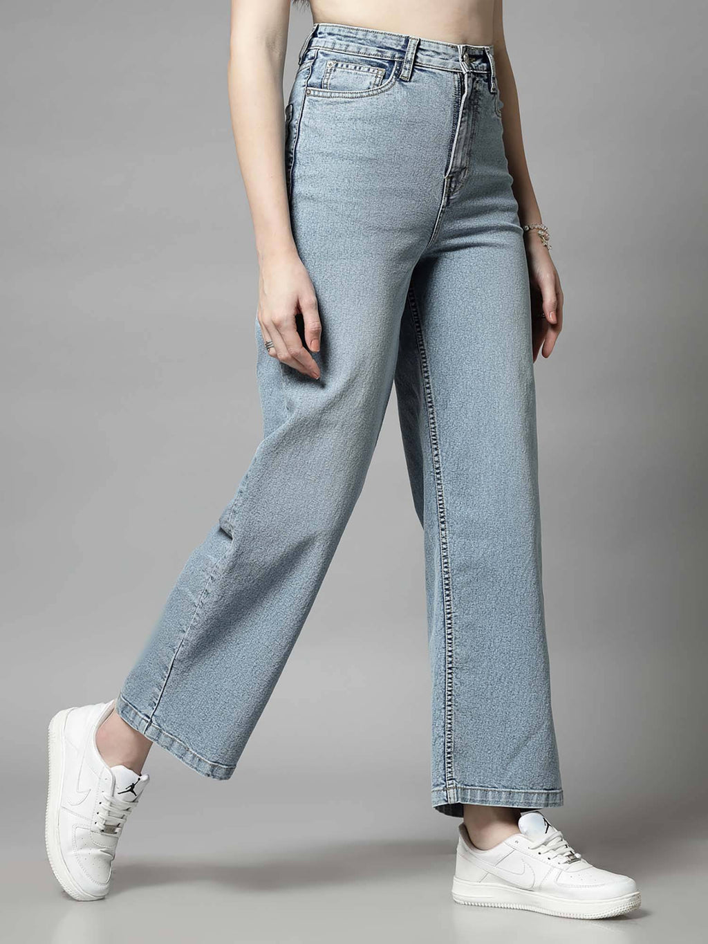 High Rise Wide Leg Blue Jeans | WL90 - view 4