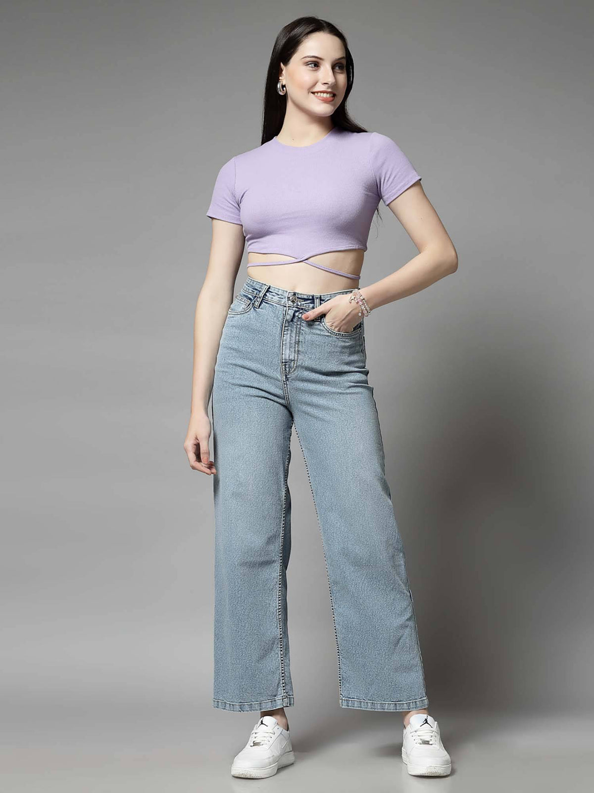 High Rise Wide Leg Blue Jeans | WL90 - view 6