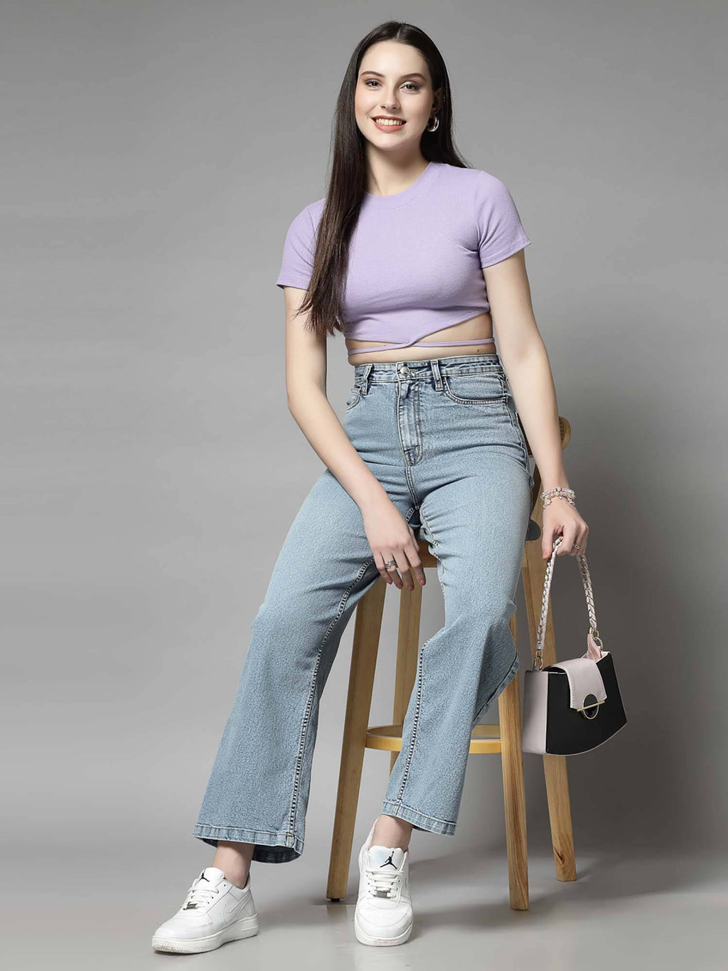 High Rise Wide Leg Blue Jeans | WL90 - view 7