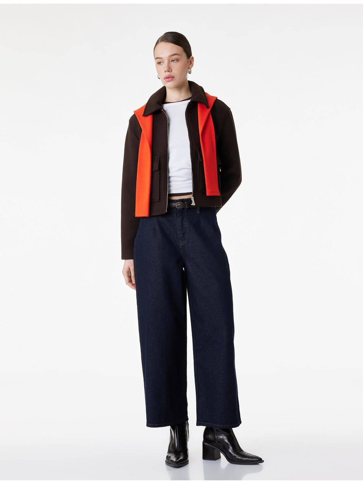 Womens Navy Blue Wide Leg Jeans | WL90 - view 1