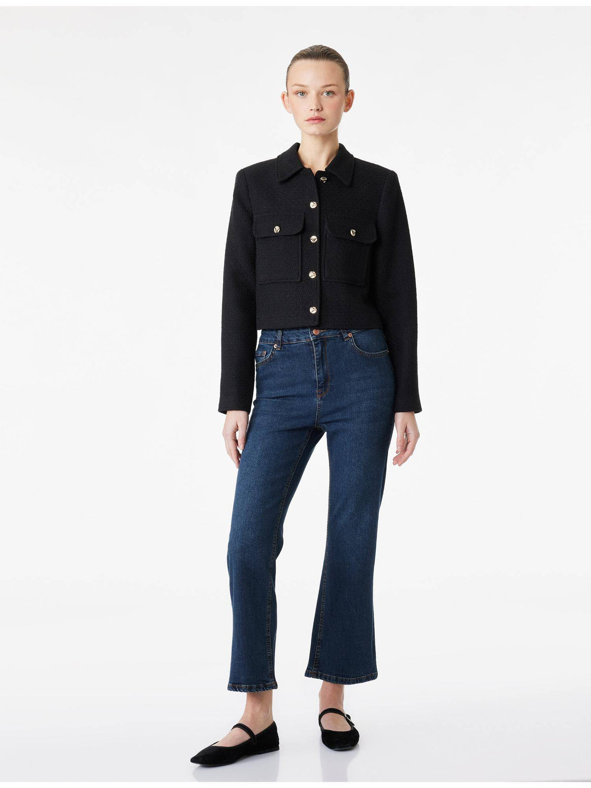 Womens Navy Blue Flare Jeans | BT10 - view 1