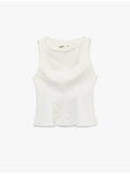 Womens White Sleeveless Peplum Top | pt51 - view 1