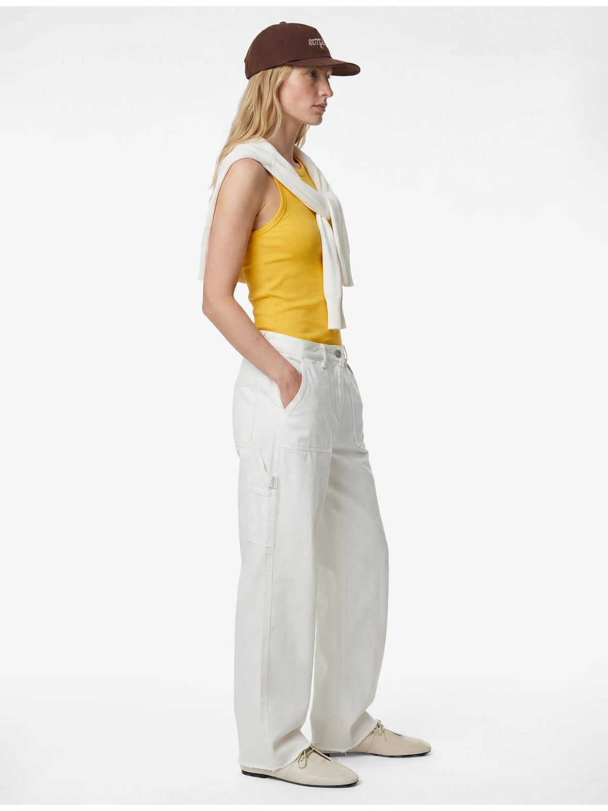 Womens Yellow Cotton Ribbed Tank Top | TT98 - view 1