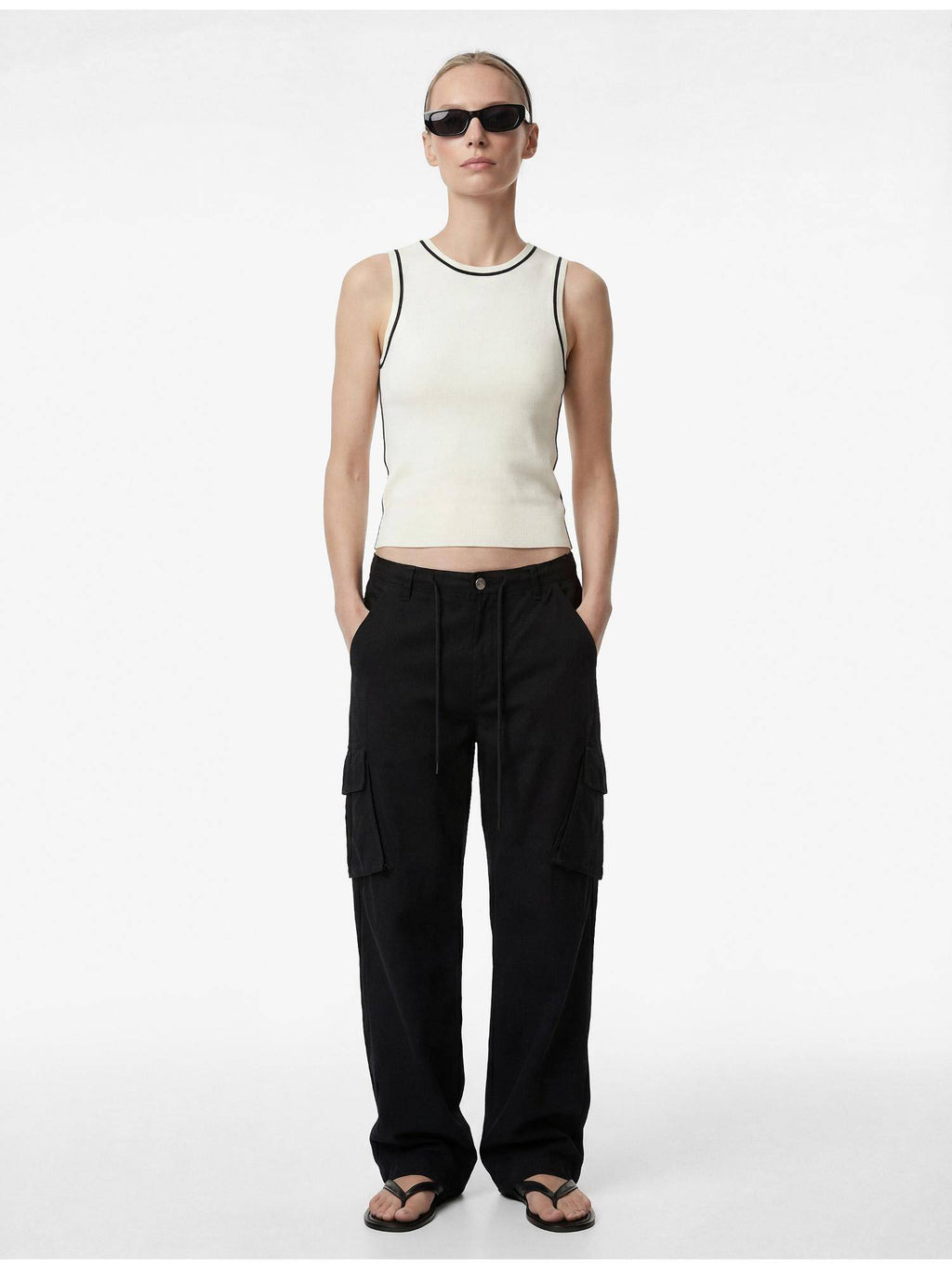 Womens White Knitted Tank Top | TT98 - view 1