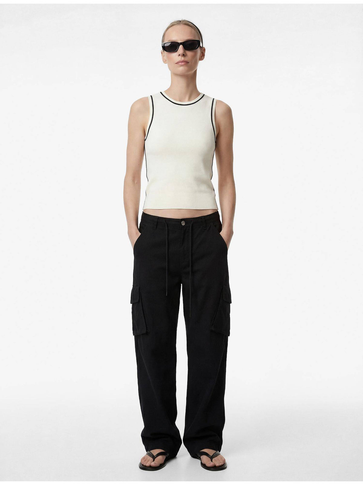 Womens White Knitted Tank Top | TT98 - view 1