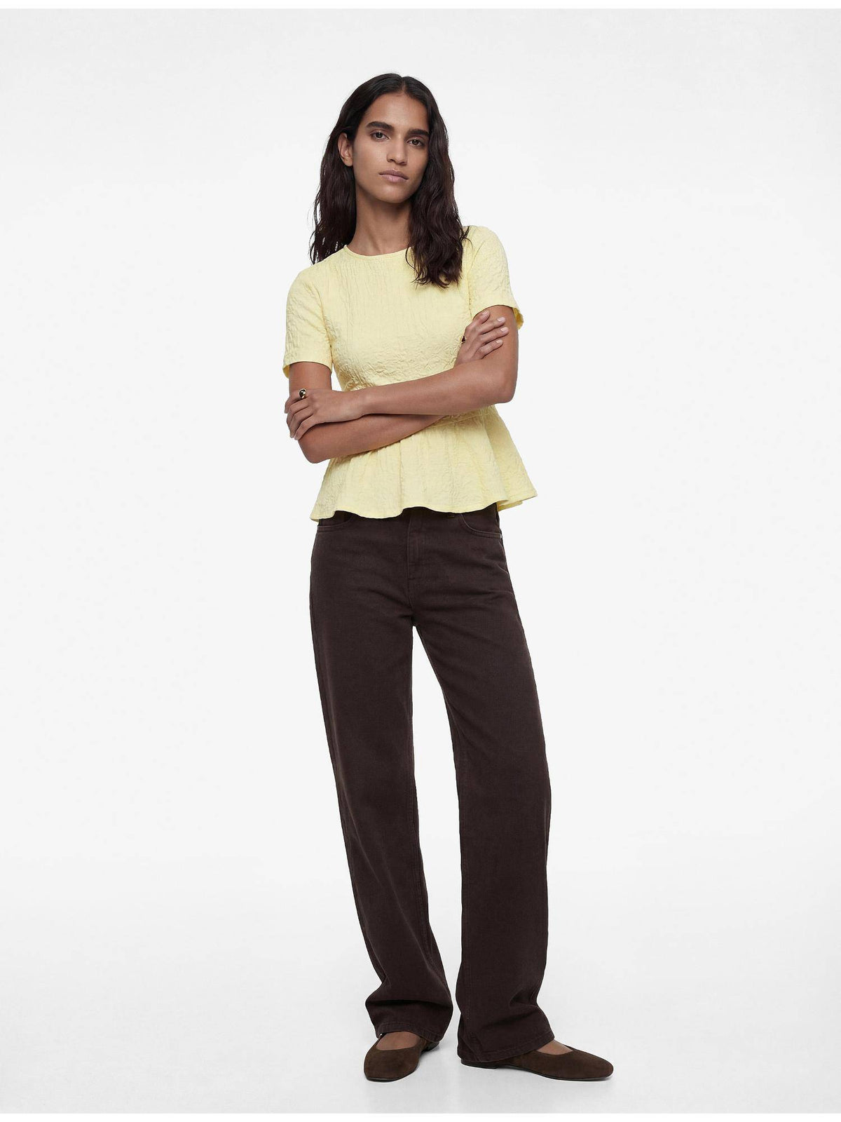 Womens Purple Textured Peplum Top | pt51 - view 8