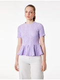 Womens Purple Textured Peplum Top | pt51 - view 1