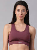 Dark Mauve Non-Wired Removable Padding Sports Bra | sb09 - view 1