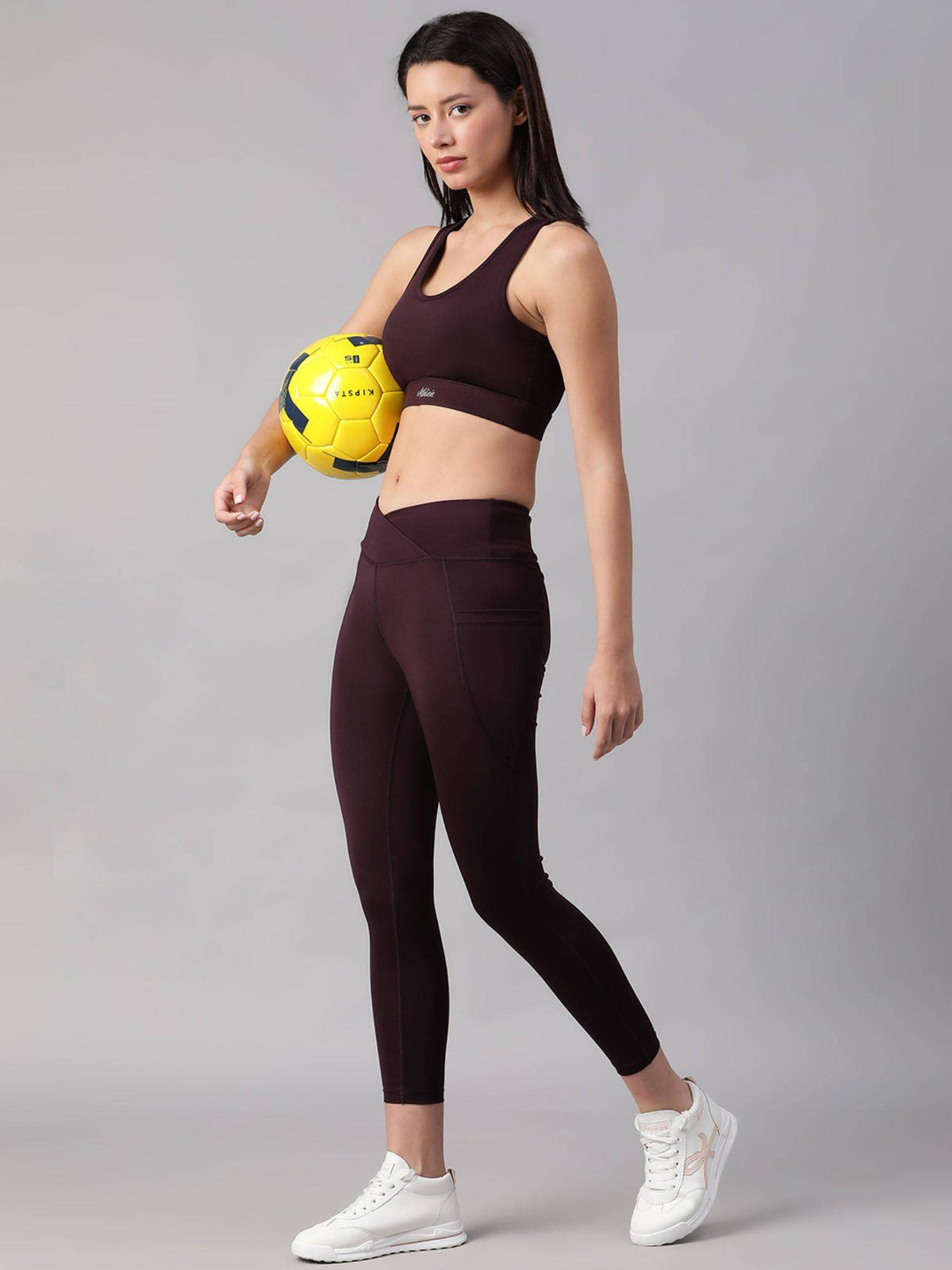 Dark Mauve Non-Wired Removable Padding Sports Bra | sb09 - view 29