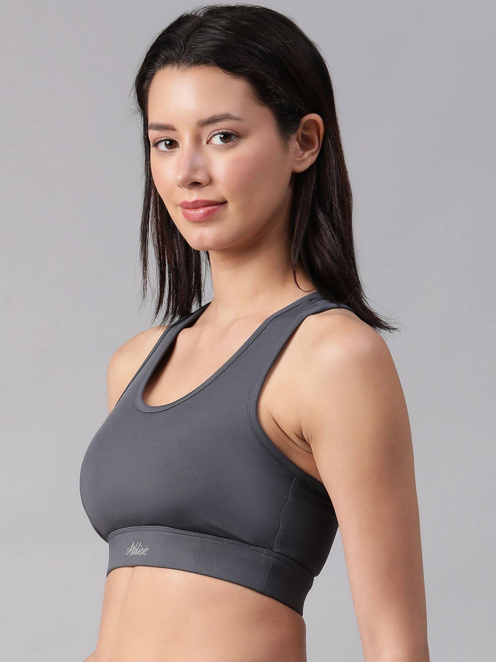 Dark Mauve Non-Wired Removable Padding Sports Bra | sb09 - view 8