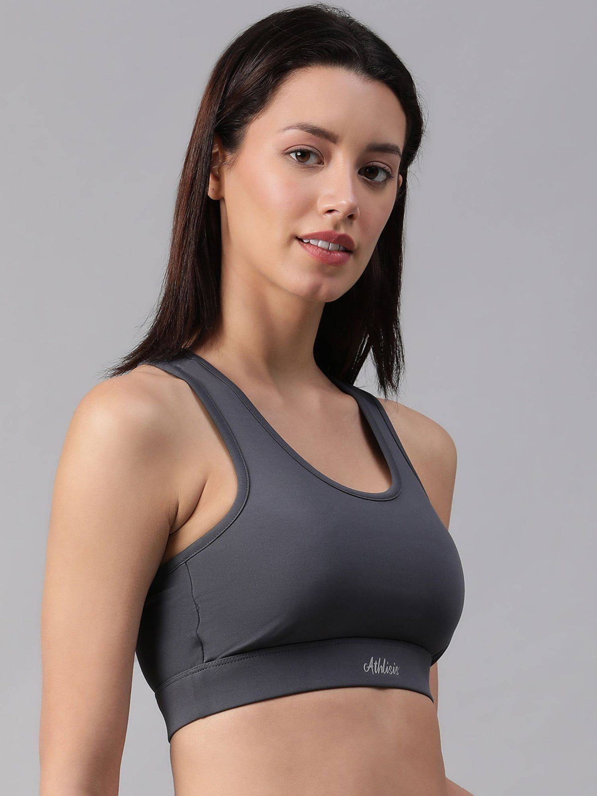 Dark Mauve Non-Wired Removable Padding Sports Bra | sb09 - view 9
