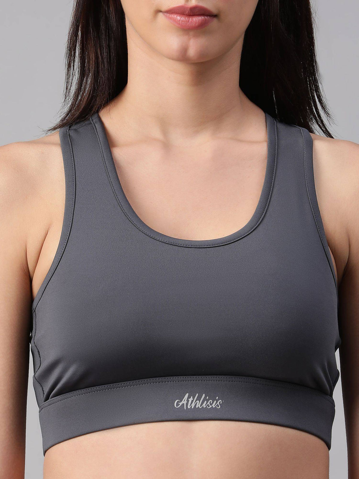 Dark Mauve Non-Wired Removable Padding Sports Bra | sb09 - view 12