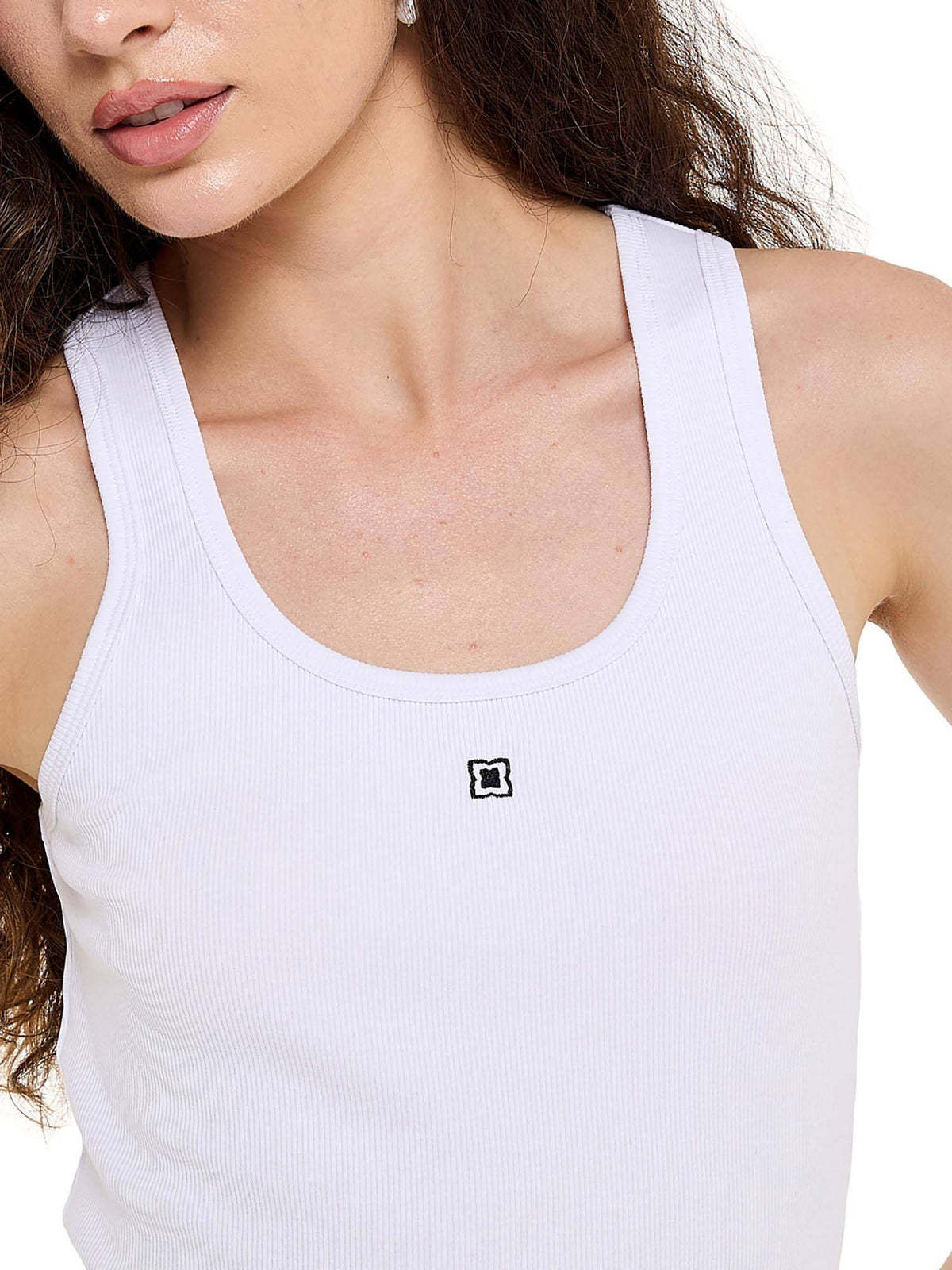 Women White Textured Tank Top | TT98 - view 3