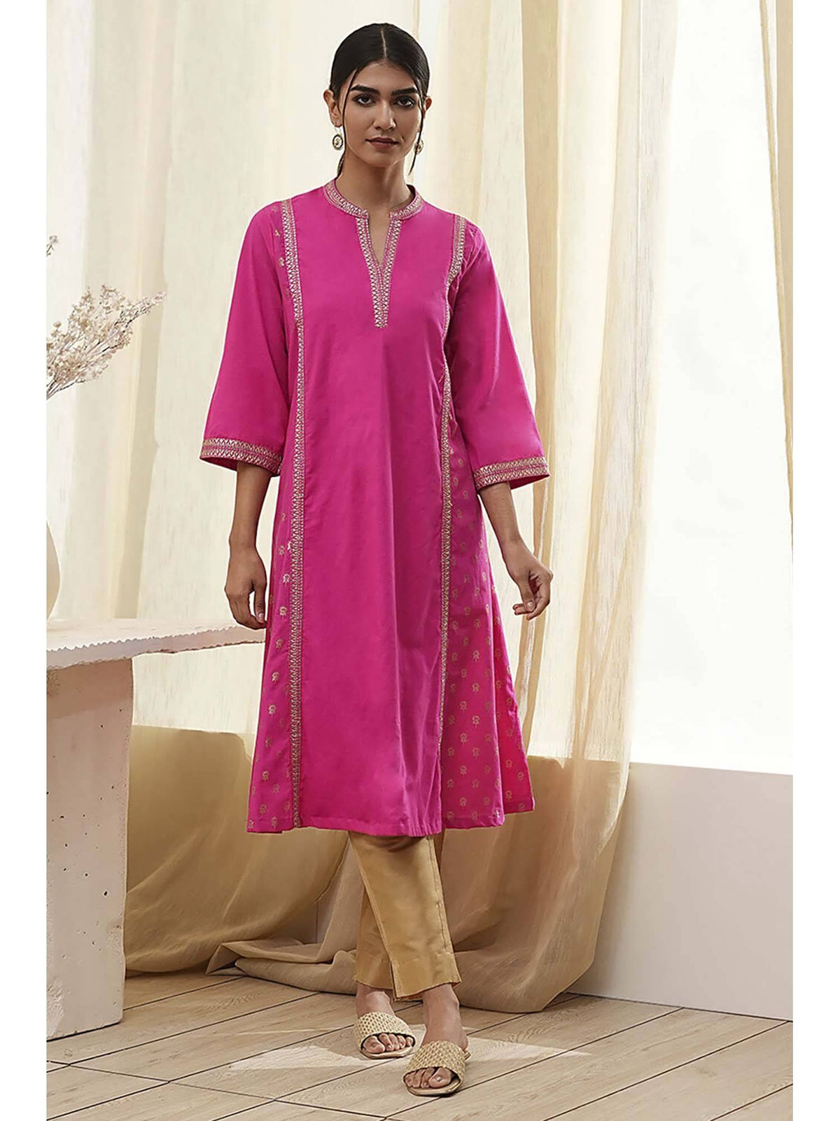 Women Pink A-Line Kurta | FY93 - view 1