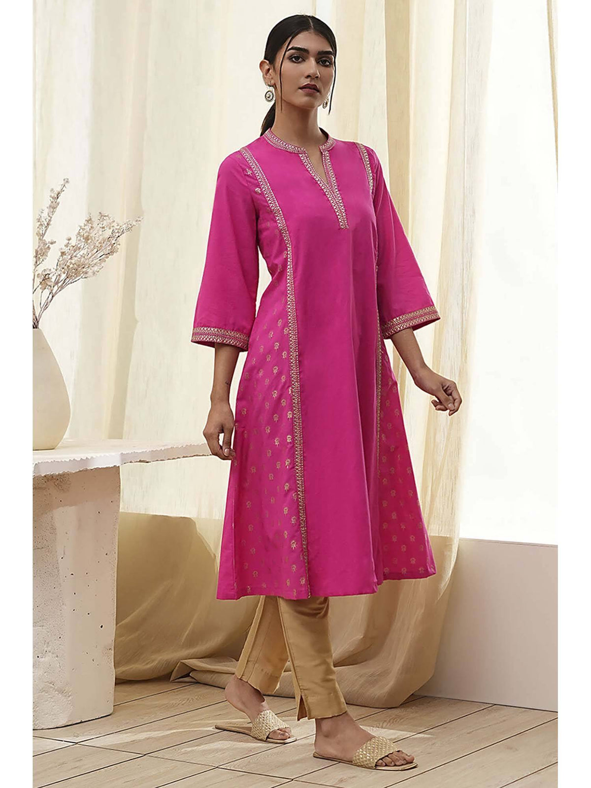 Women Pink A-Line Kurta | FY93 - view 5