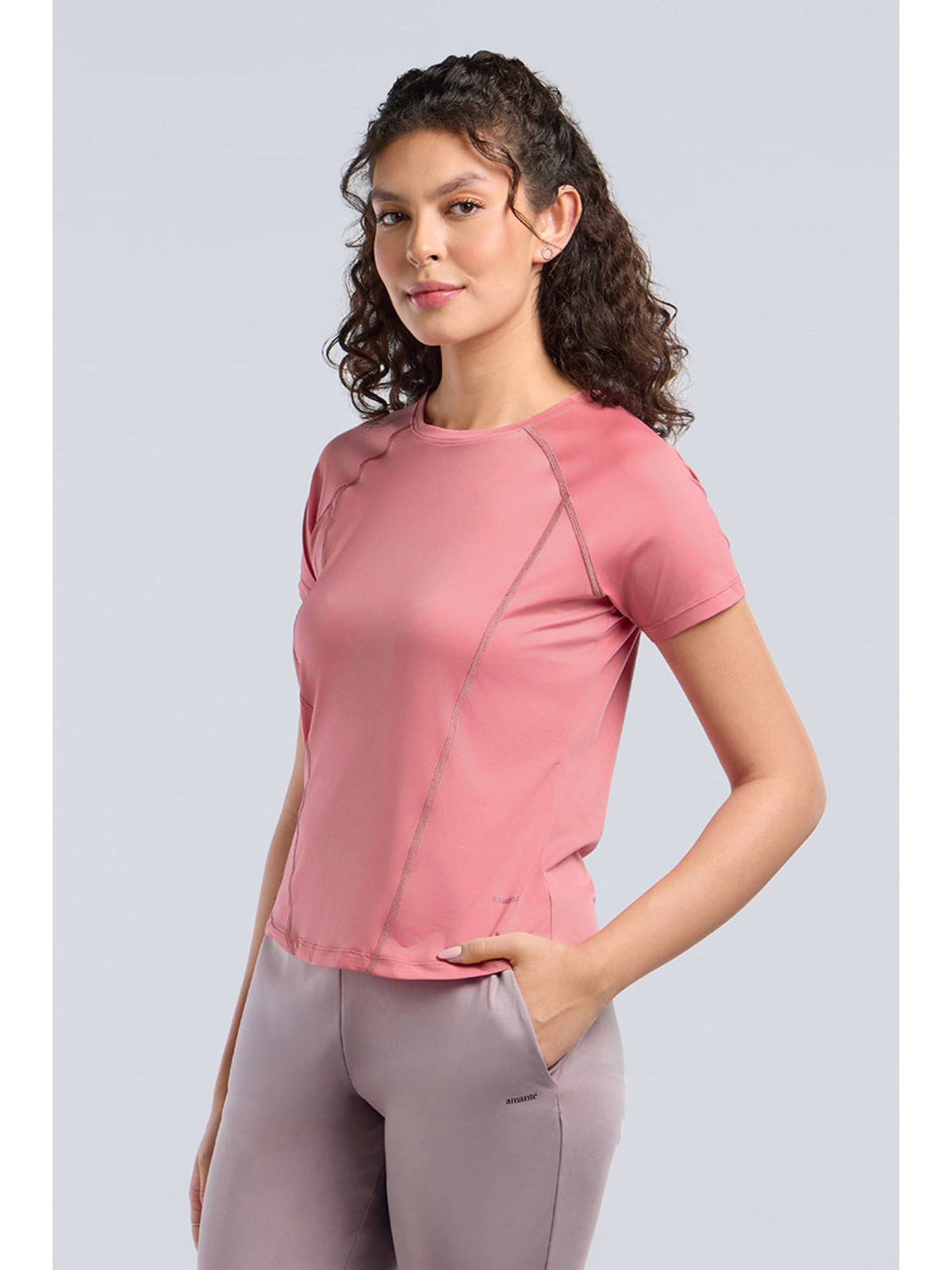 Women Mauve Glow Energize Active Flex T-Shirt | TT89 - view 5
