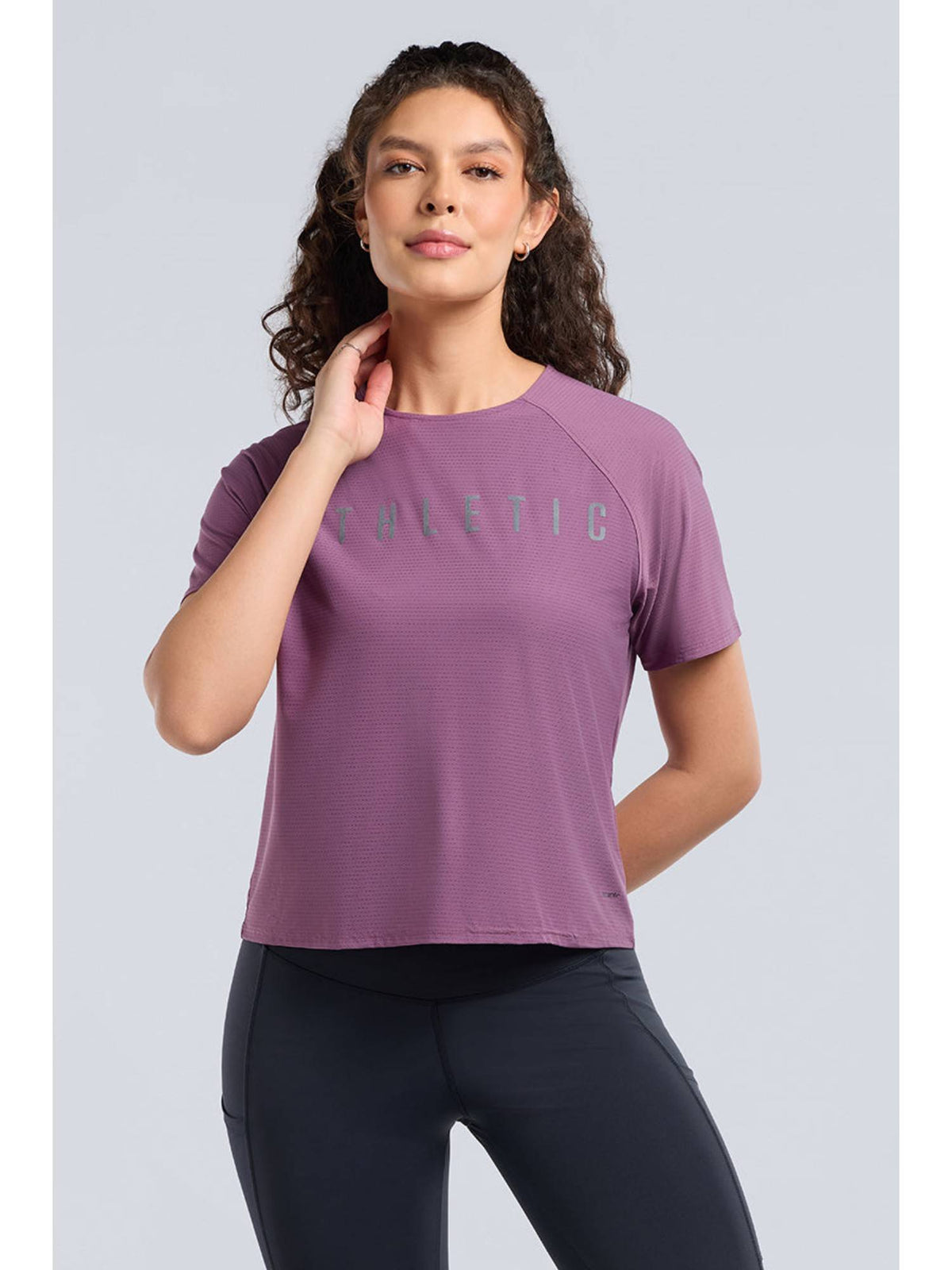 Women Purple Base Full Mesh Workout T-Shirt | TT89 - view 1