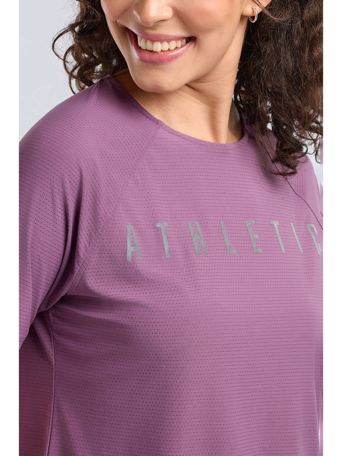 Women Purple Base Full Mesh Workout T-Shirt | TT89 - view 2