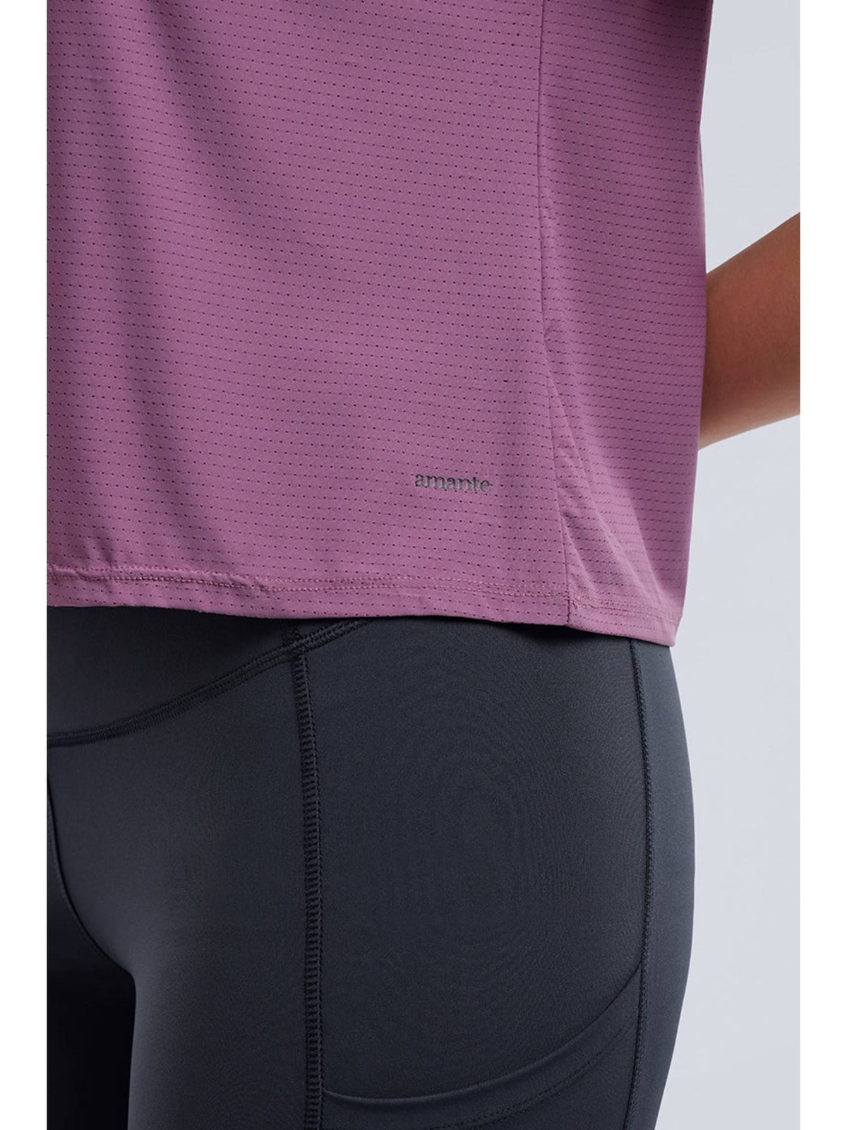 Women Purple Base Full Mesh Workout T-Shirt | TT89 - view 3