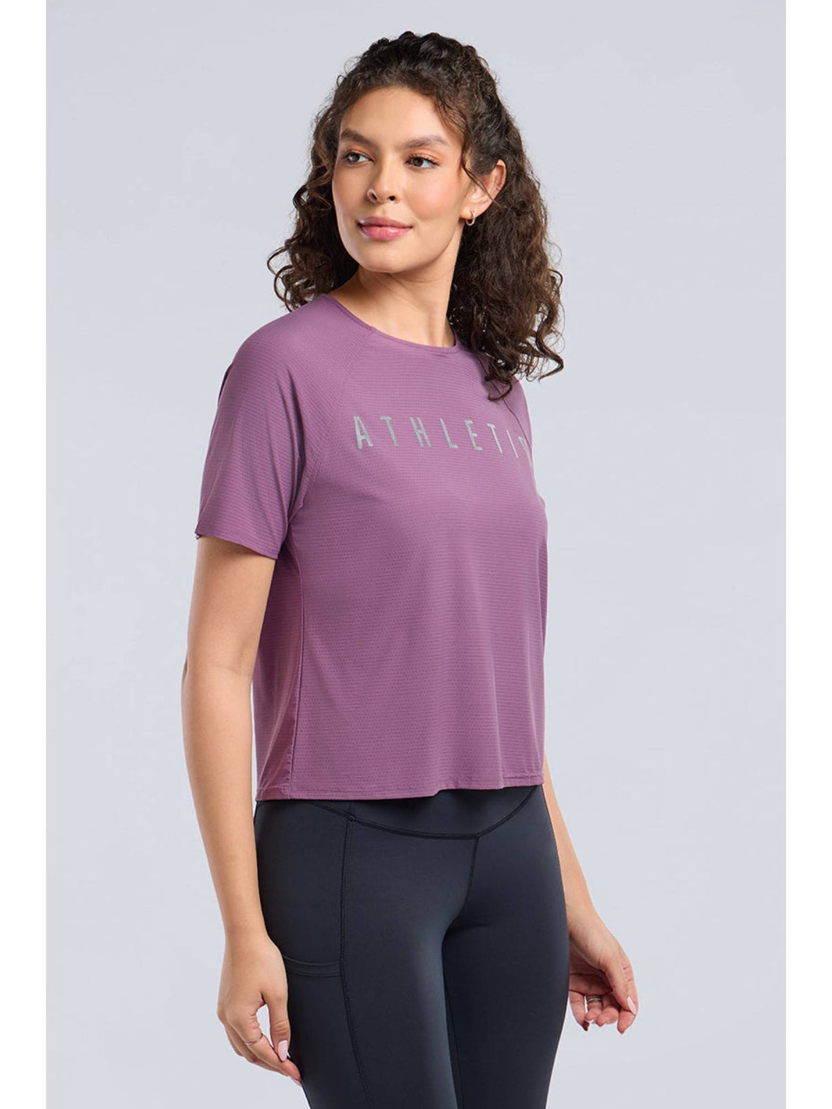 Women Purple Base Full Mesh Workout T-Shirt | TT89 - view 4