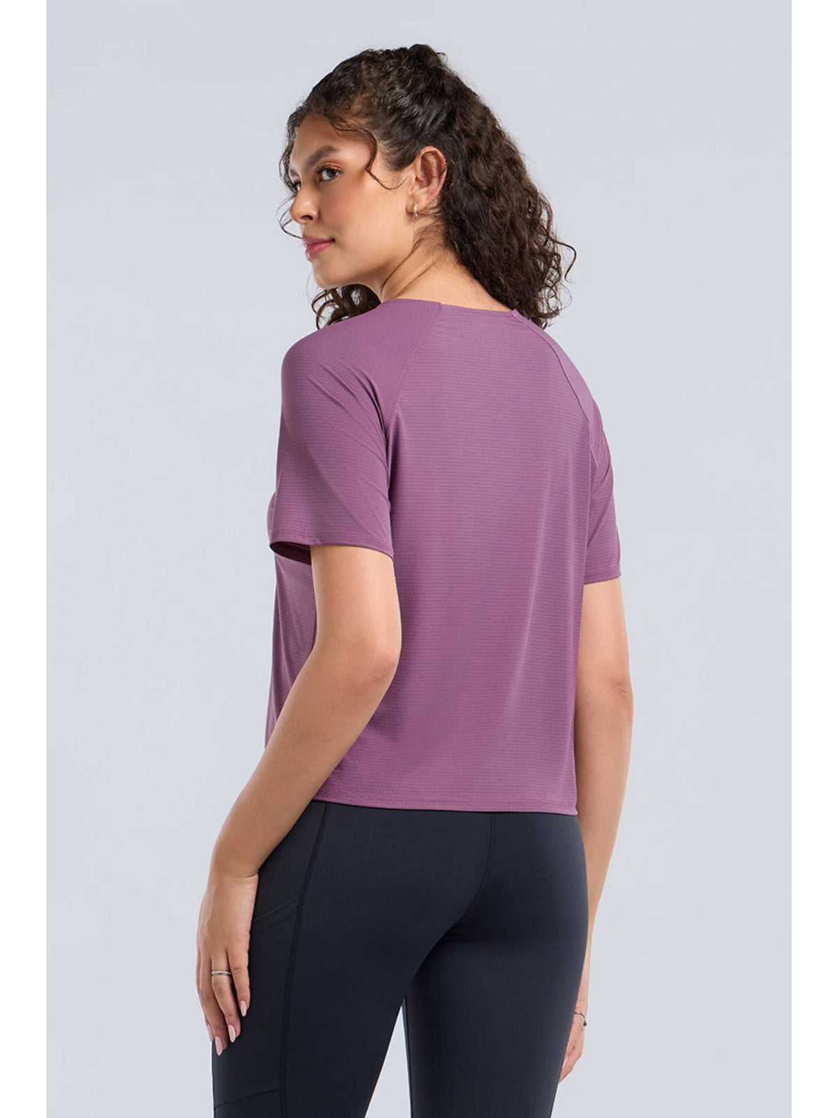 Women Purple Base Full Mesh Workout T-Shirt | TT89 - view 5
