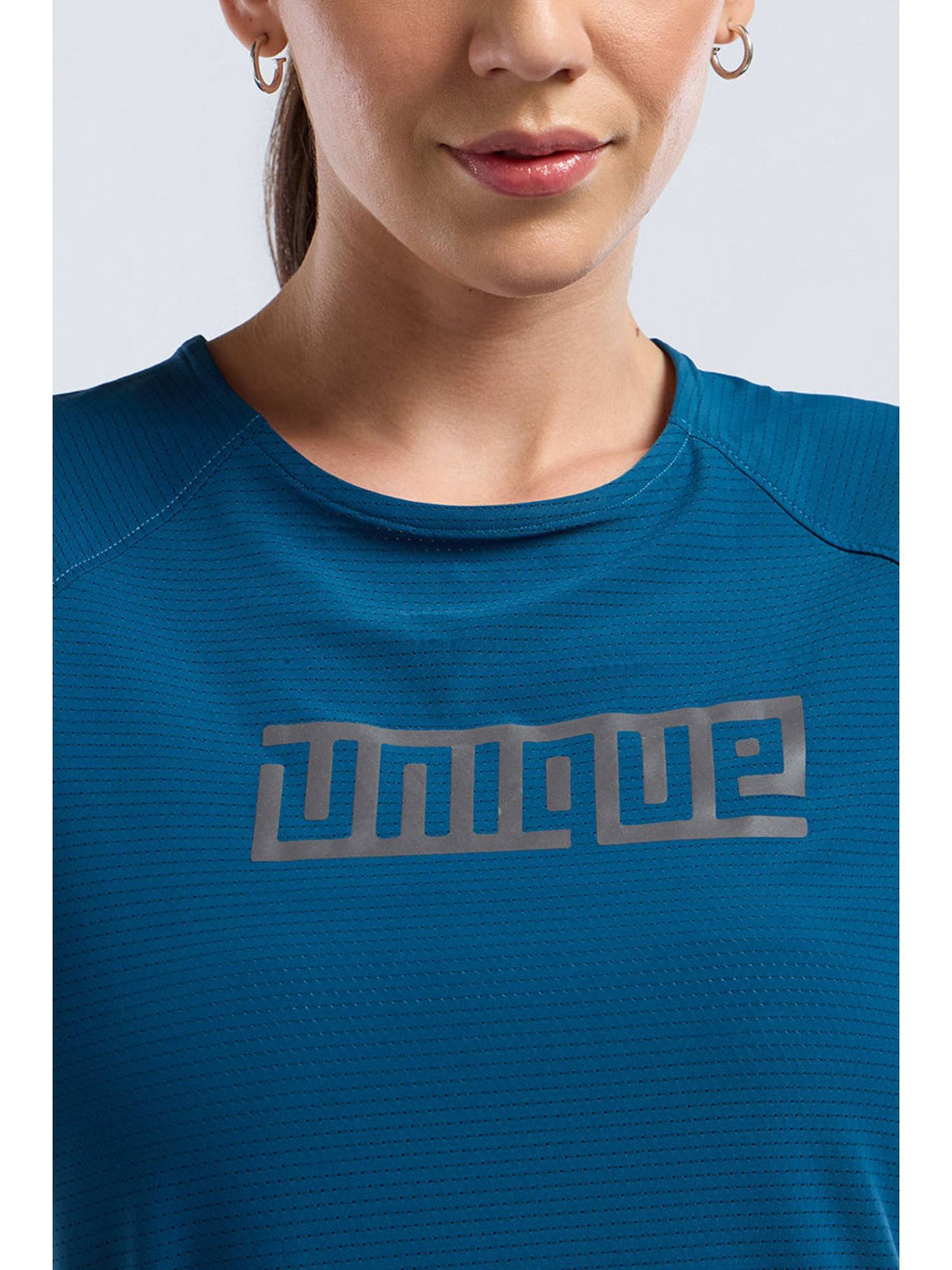 Women Teal Base Full Mesh Workout T-Shirt | TT89 - view 2