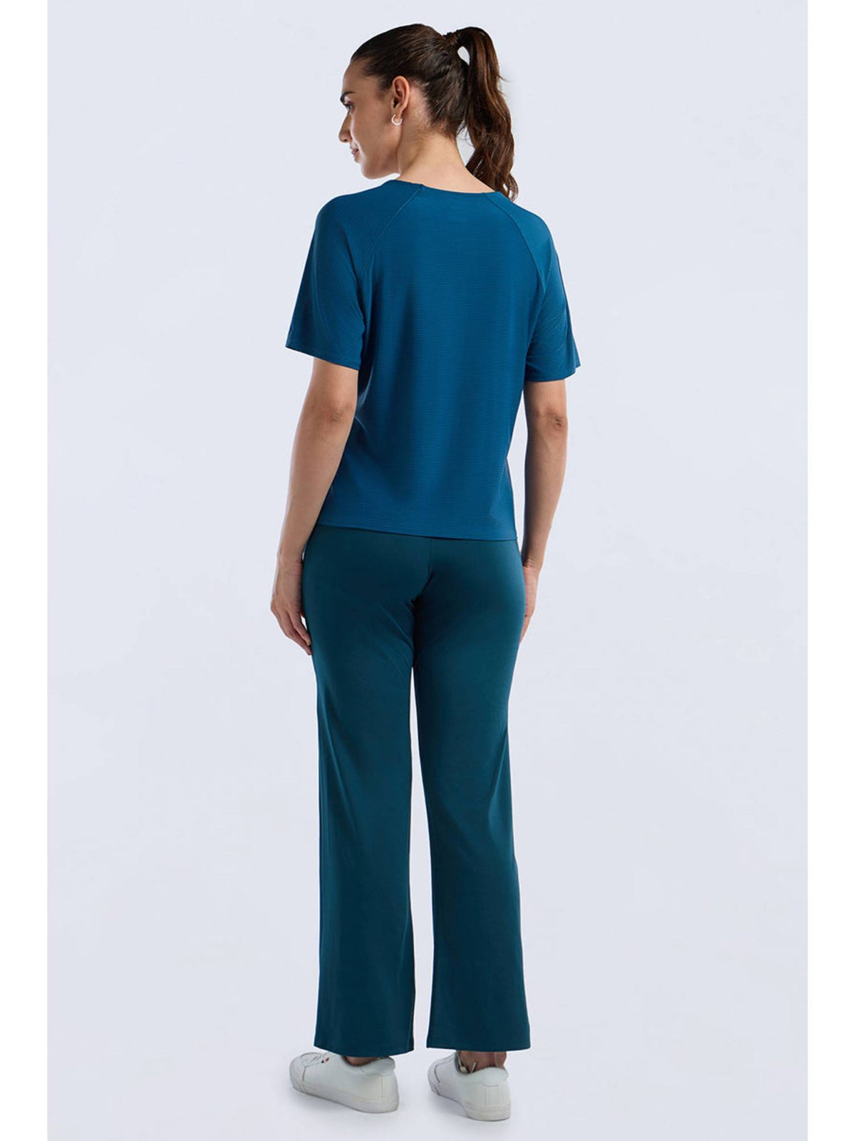 Women Teal Base Full Mesh Workout T-Shirt | TT89 - view 3