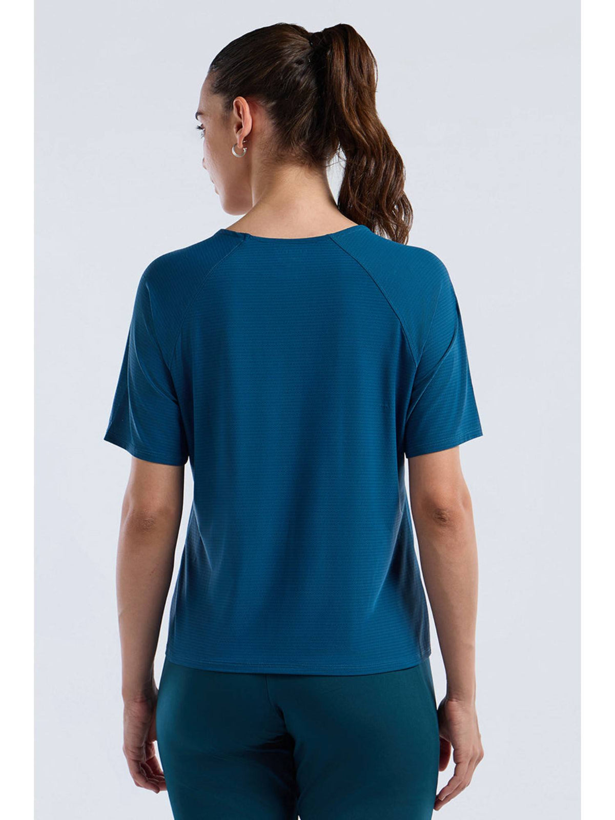 Women Teal Base Full Mesh Workout T-Shirt | TT89 - view 5
