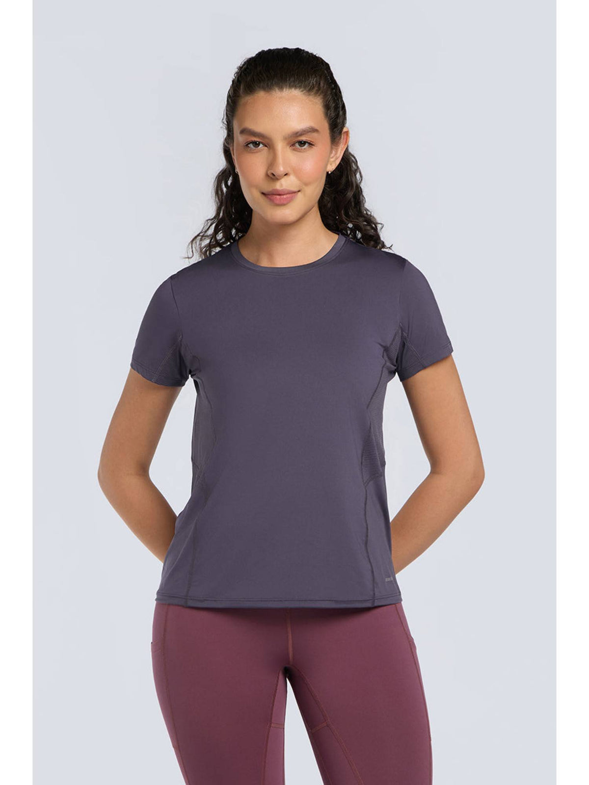 Women Purple Velvet Flaunt Workout T-Shirt | TT89 - view 1