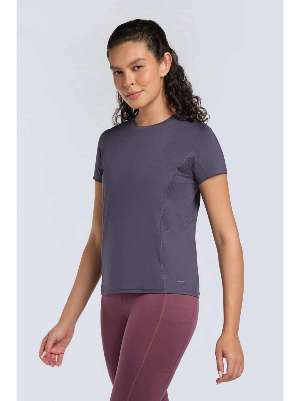 Women Purple Velvet Flaunt Workout T-Shirt | TT89 - view 2
