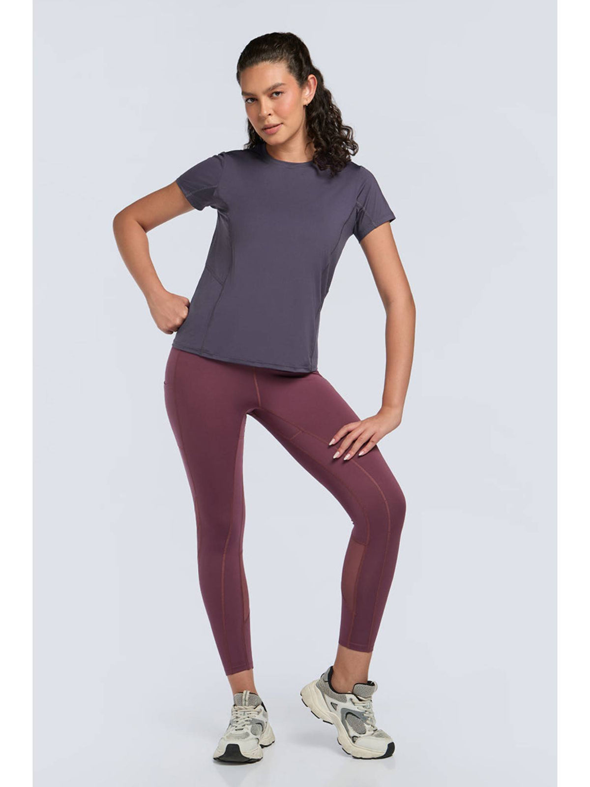 Women Purple Velvet Flaunt Workout T-Shirt | TT89 - view 5