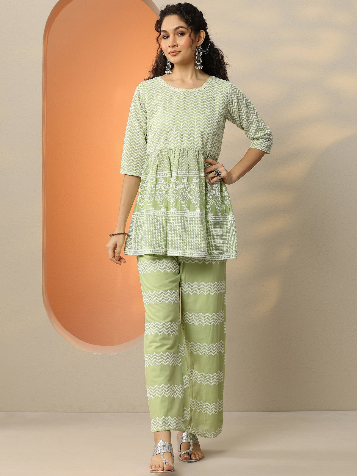Gerua Green Embroidered Co-Ords CO87