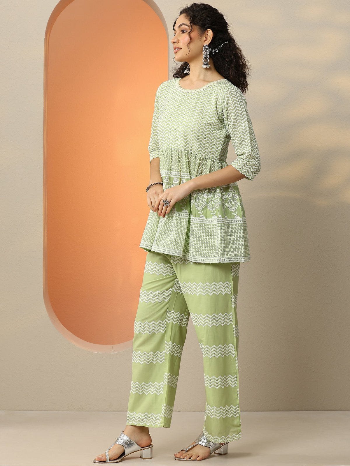 Gerua Green Embroidered Co-Ords CO87