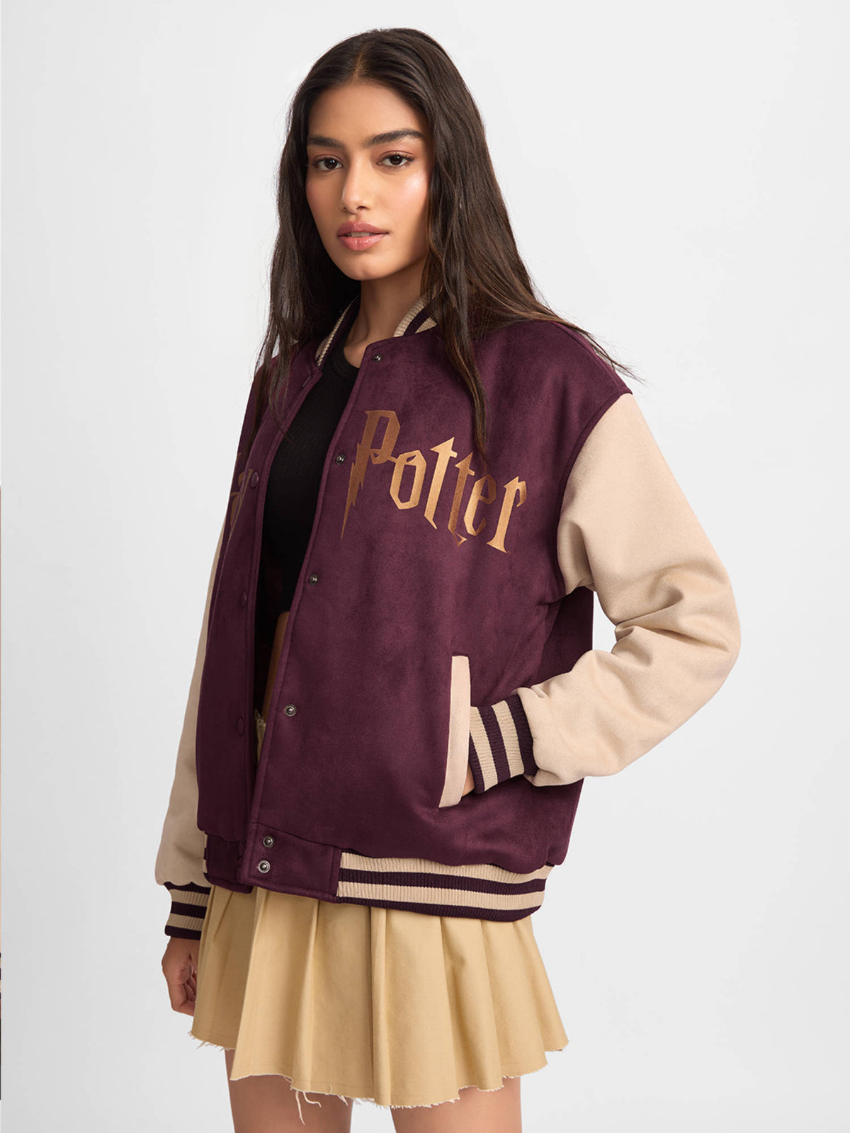 Official Harry Potter: Hogwarts Women Varsity Wine Jacket | JC78 - view 1