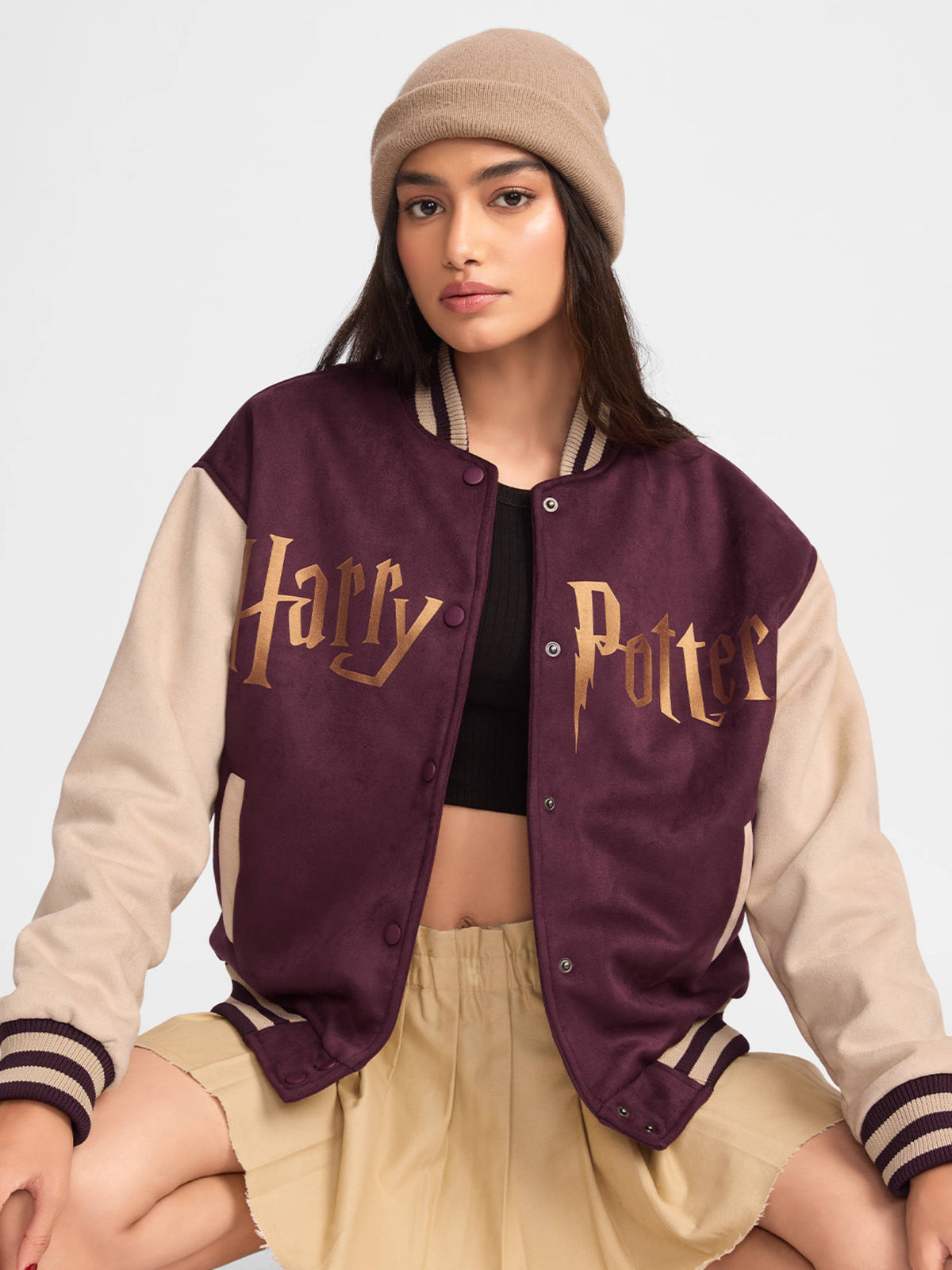 Official Harry Potter: Hogwarts Women Varsity Wine Jacket | JC78 - view 2