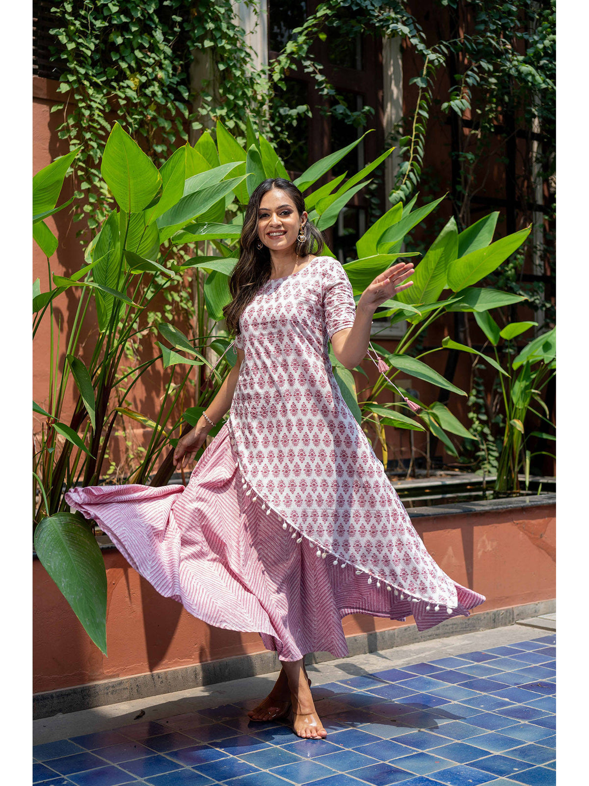 White Pure Cotton Block Printed Kurta With Inner (Set of 2) | KDG - view 2
