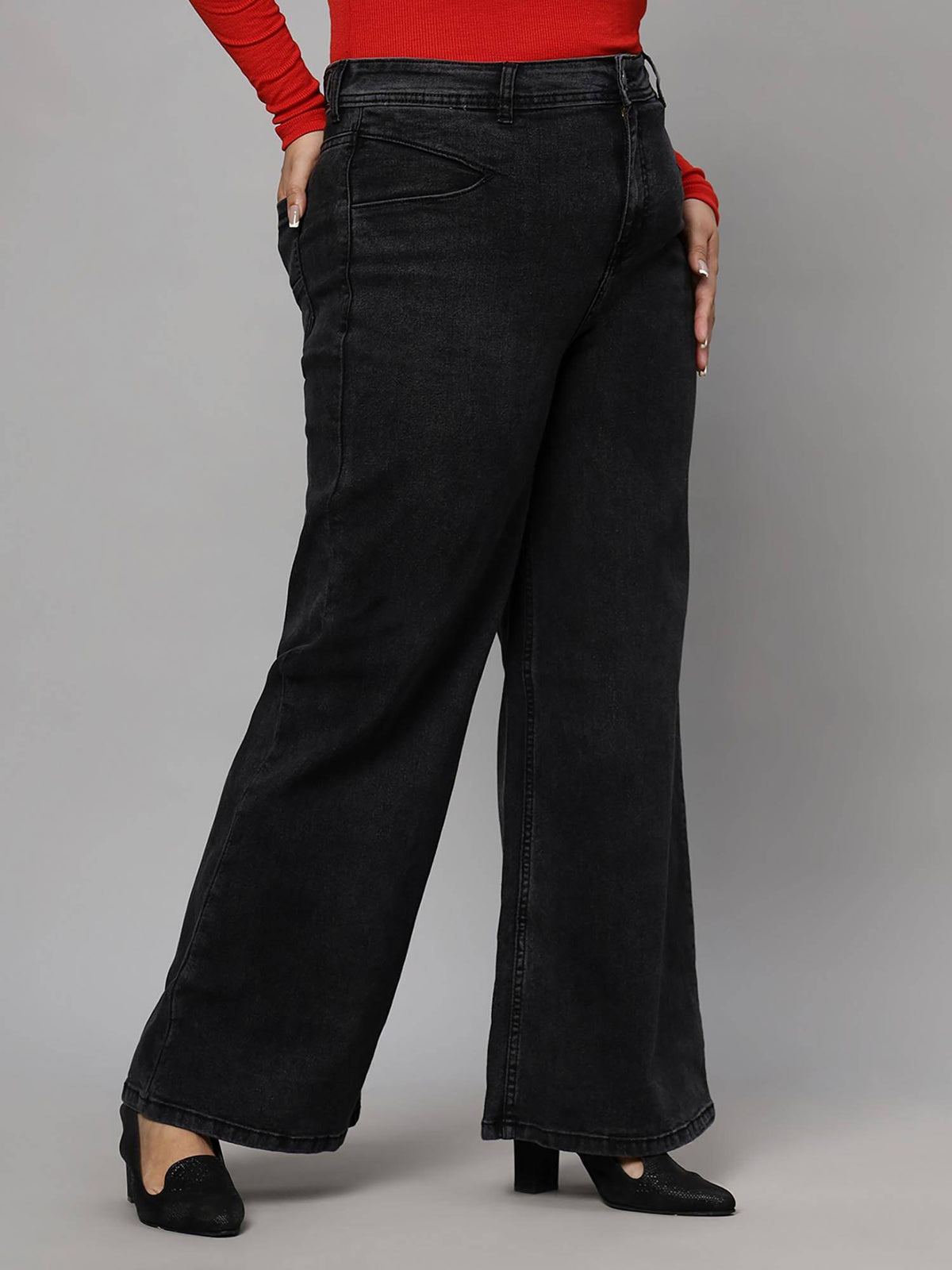 Turning Black Wide Leg High Rise for Women | WL90 - view 3