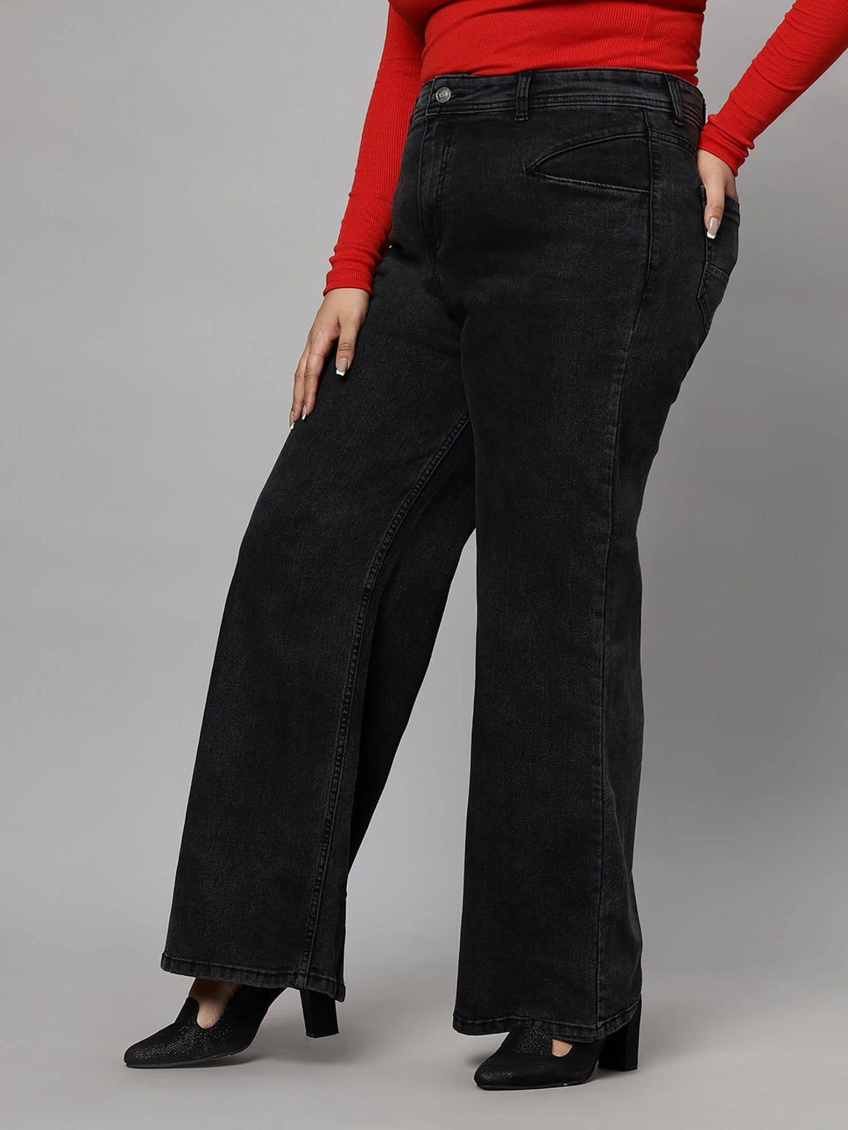 Turning Black Wide Leg High Rise for Women | WL90 - view 4