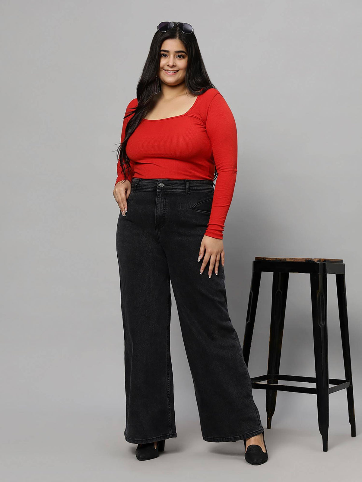 Turning Black Wide Leg High Rise for Women | WL90 - view 5