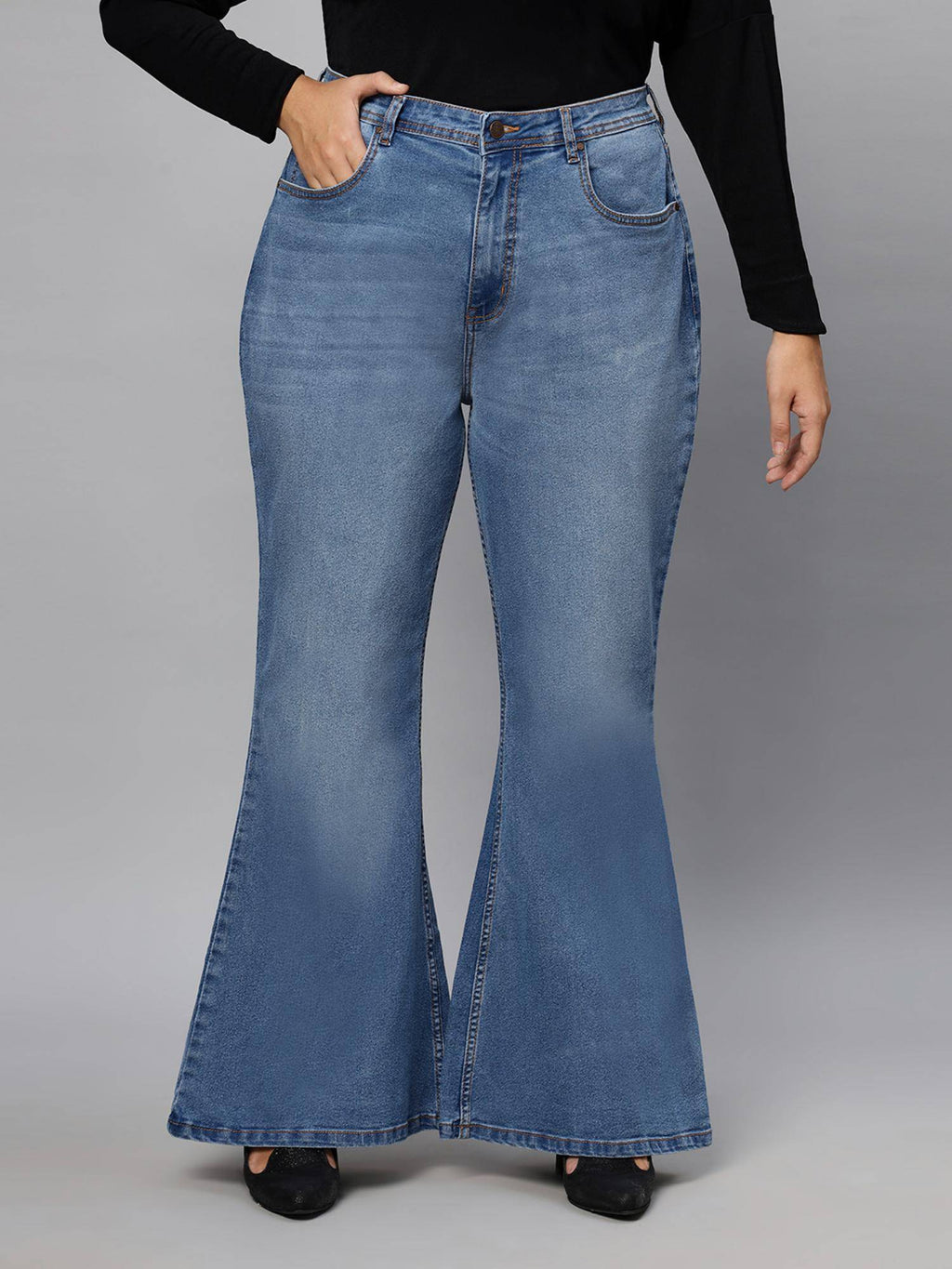 Extra Boot Cut High Rise Stretchable Jeans for Women | BG78 - view 1