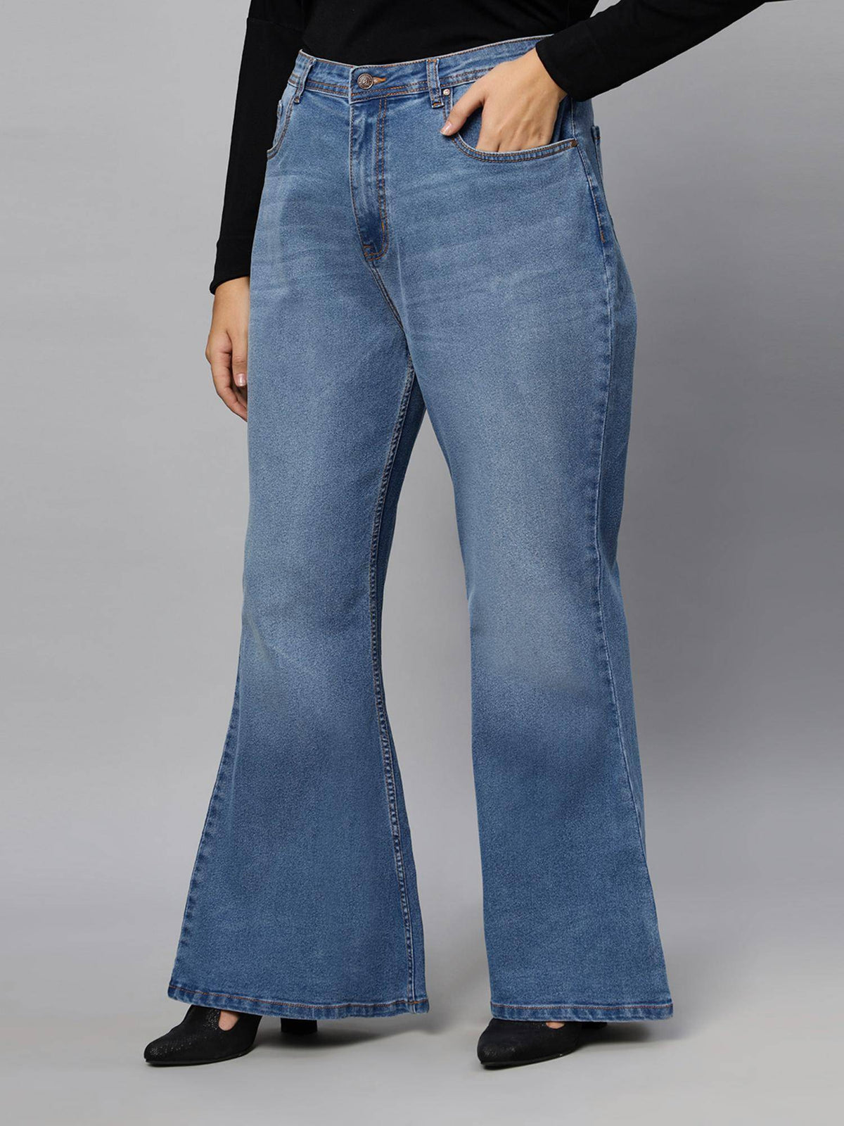 Extra Boot Cut High Rise Stretchable Jeans for Women | BG78 - view 3