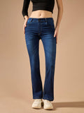 Women Blue Flared Mid Rise Stretchable Denim Jeans | BT10 - view 1