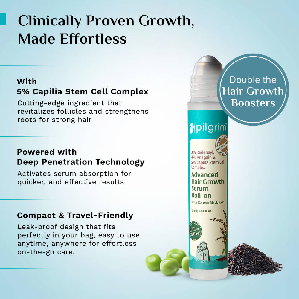 3% Redensyl & 4% Anagain Advance Hair Growth Serum Roll-On With Rosemary & Korean Black Rice | H85 - view 3