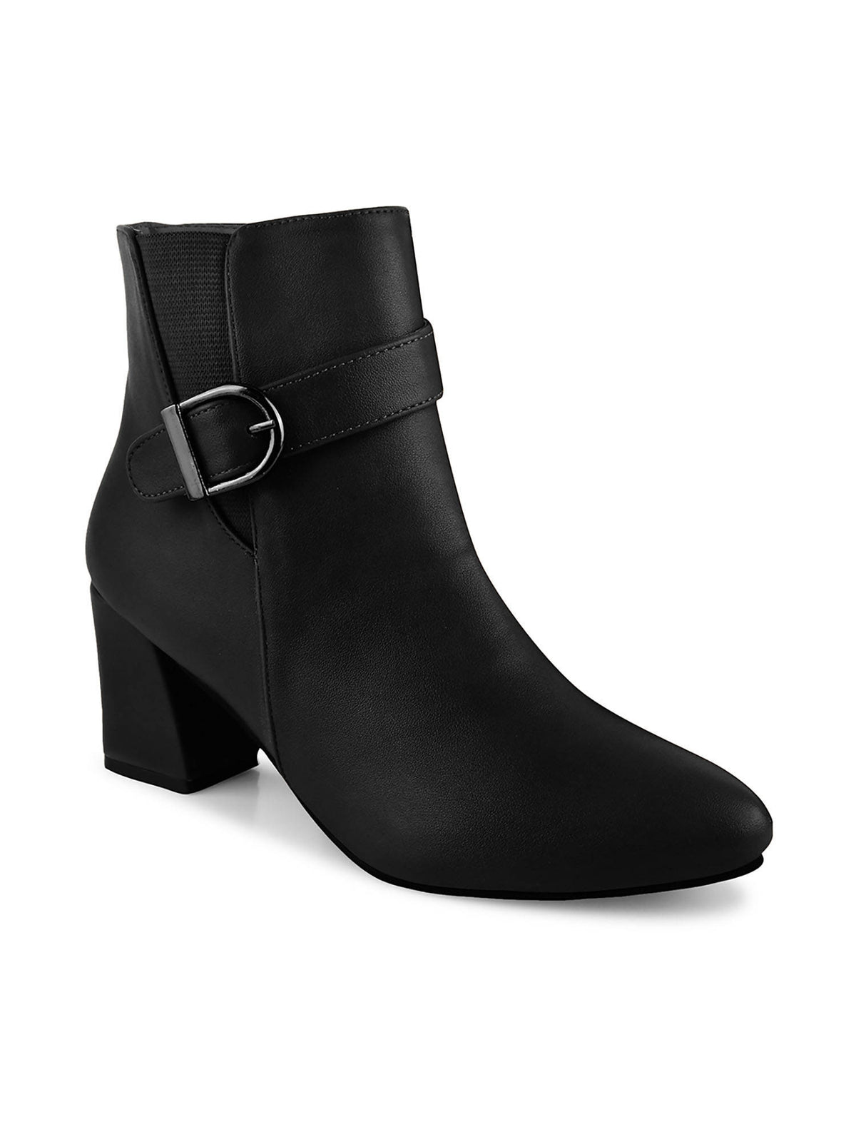 Women Black Solid Mid-Top Heeled Boots | BT61 - view 2