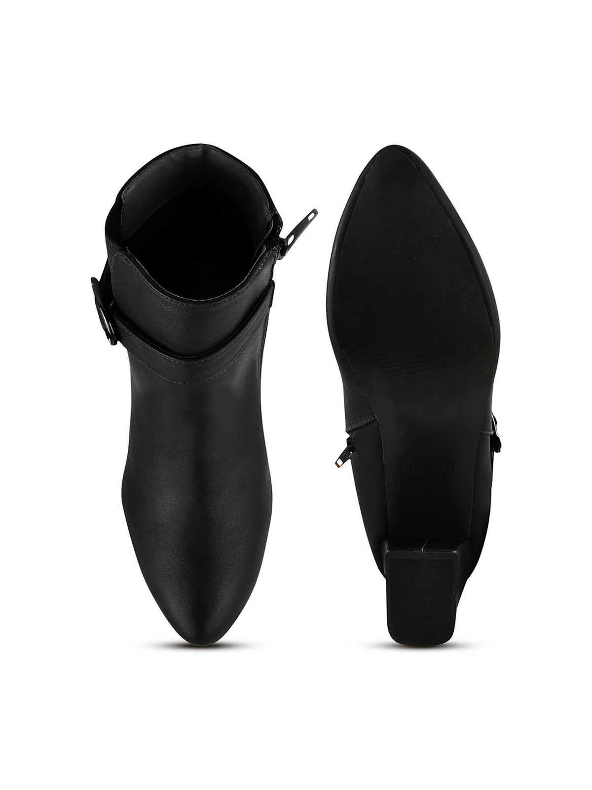 Women Black Solid Mid-Top Heeled Boots | BT61 - view 4