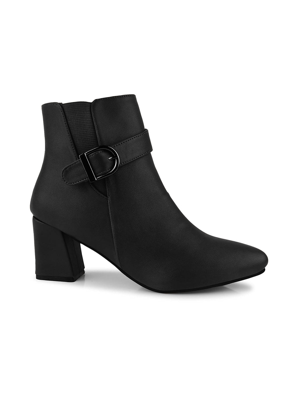Women Black Solid Mid-Top Heeled Boots | BT61 - view 6